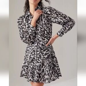 Nwt! Anthropologie Maeve Semele Leopard Mini Dress Size 4 Small